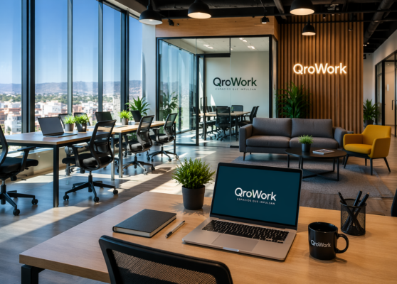 Oficina moderna con vista panorámica oficina qrowork
